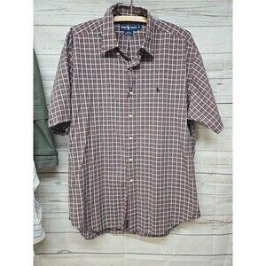 Ralph Lauren Button Down Short Sleeve‎ Blake Red Green Plaid Shirt Men's Large